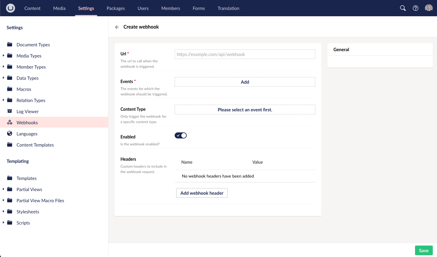 Umbraco back office